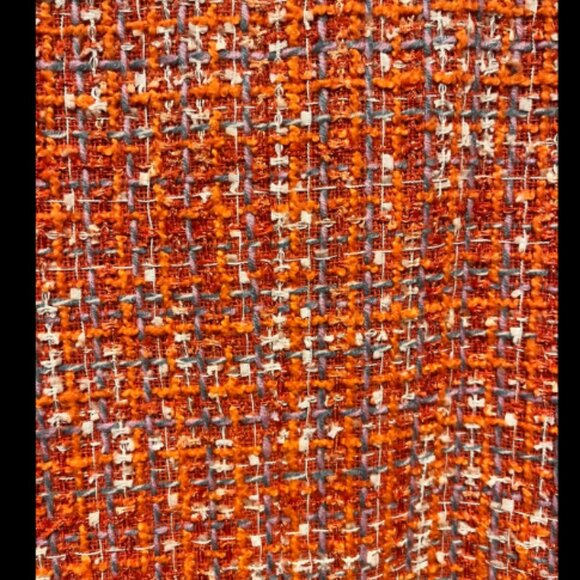 Ann Taylor - Cropped Crew Neck Jacket in Tweed (Orange Multicolor) - Picture 6 of 7